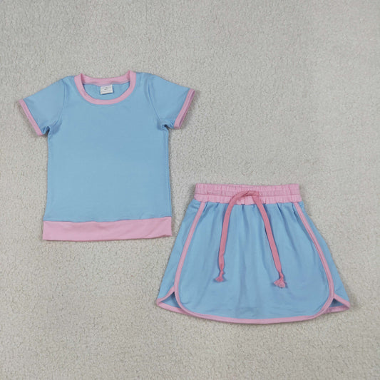 3.31 GSD3671 Baby Girls Blue Short Sleeve Top Skirt Shorts Cotton Clothes Sets
