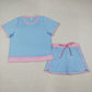 3.28 GSD3674 Light blue pink cotton top skirt adult women outfits