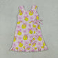 3.31 GSD3683 Baby Girls Pink Checked Bows Lemons Yoga Active Shorts Ruffle Knee Length Dress