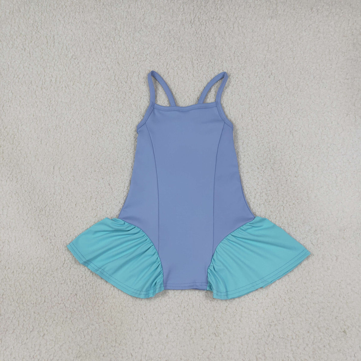 RTS NO MOQ Yoga GSD3693 Baby Girls Blue Strap Yoga Active Shorts Knee Length Dress