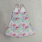 RTS NO MOQ yoga GSD3708 Baby Girls Strap Watercolor Beach Yoga Active Shorts Knee Length Dresses