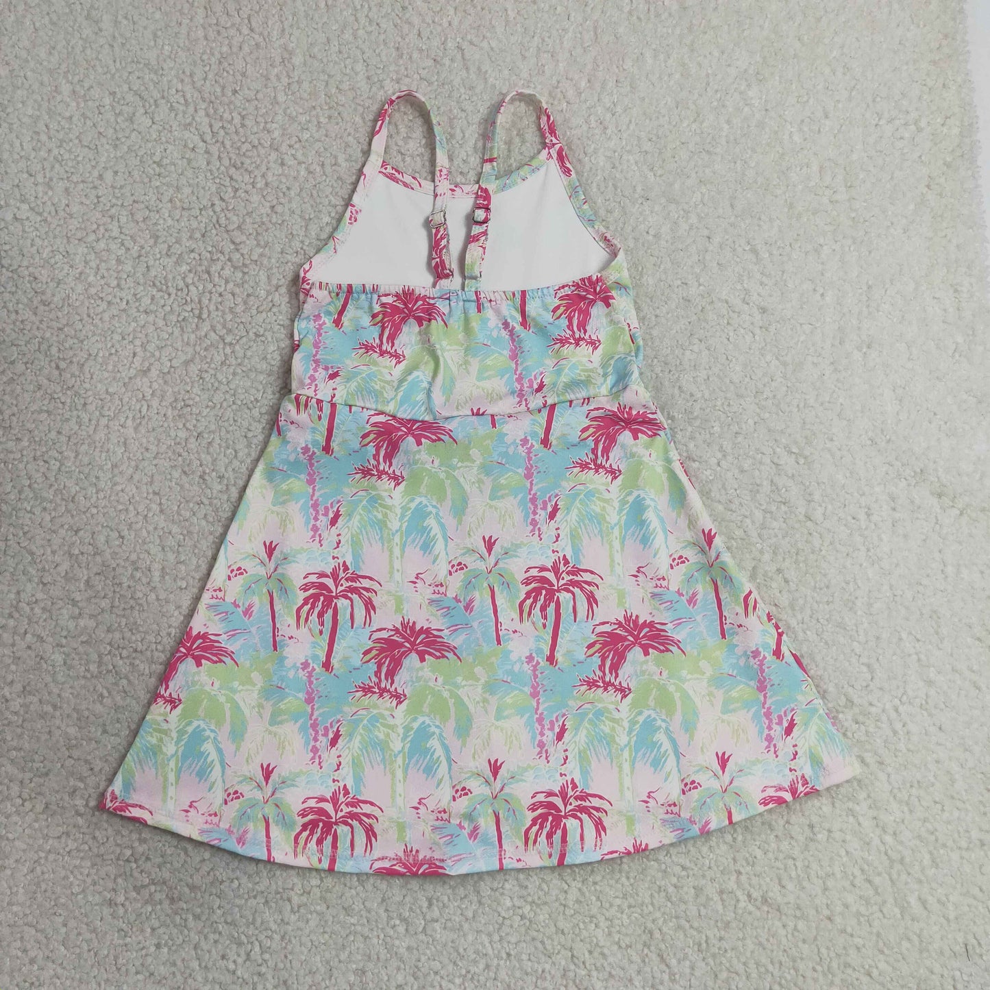 RTS NO MOQ yoga GSD3708 Baby Girls Strap Watercolor Beach Yoga Active Shorts Knee Length Dresses