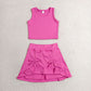 GSD3758 Baby Girls Hot Pink Vest Top Bows Skirt Shorts Yoga Active Clothes Set