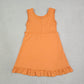 NEW RTS NO MOQ yoga fabric cotton GSD3767 Baby Girls Orange Sleeveless Scallop Trim Yoga Knee Length Dress