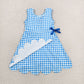 Baby Girls Blue Checked Sleeveless Yoga Active Shorts Scallop Knee Length Dresses