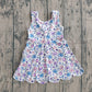 GSD3808Baby Girls Colorful Flower Bows Top Yoga Active Scallop Short Knee Length Dress Preorder
