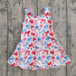 GSD3809Baby Girls 4th of July Bows Top Yoga Active Scallop Short Knee Length Dress Preorder