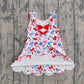GSD3809Baby Girls 4th of July Bows Top Yoga Active Scallop Short Knee Length Dress Preorder