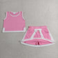 Baby Girls Pink White Sleeveless Vest Top Skirt Shorts Clothes Sets
