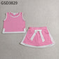 Baby Girls Pink White Sleeveless Vest Top Skirt Shorts Clothes Sets