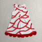 RTS NO MOQ Yoga GSD3833 Baby Girls Baseball Bows Team Yoga Active Short Scallop Knee Length Dress