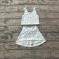 GSD3839Baby Girls Light Blue Vests Top Skirt Short Yoga Active Clothes Set Preorder
