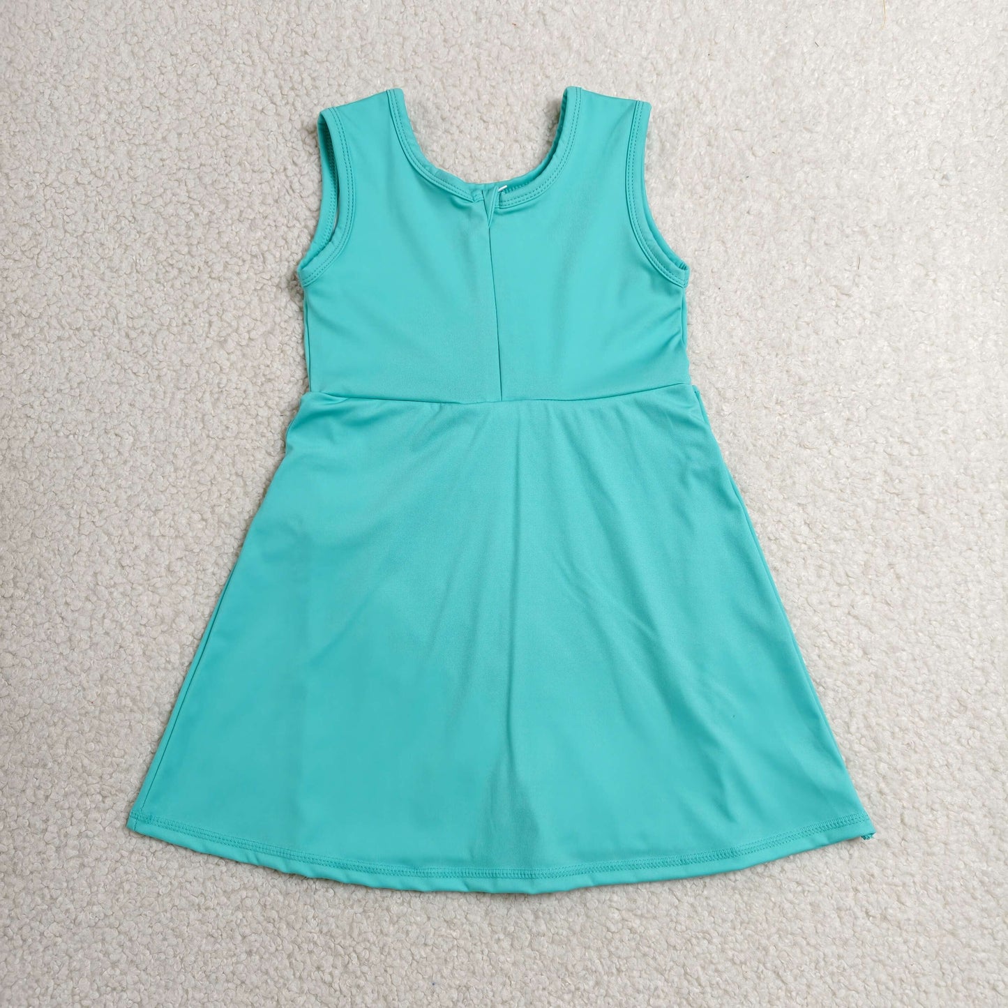 RTS NO MOQ Yoga GSD3876 Baby Girls Blue Aqua Sleeveless Bows Yoga Active Short Knee Length Dress