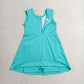 RTS NO MOQ Yoga GSD3876 Baby Girls Blue Aqua Sleeveless Bows Yoga Active Short Knee Length Dress