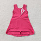 NEW RTS NO MOQ yoga fabric cotton GSD3878 Baby Girls Hot Pink Sleeveless Bows Yoga Active Knee Length Dress