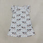NEW RTS NO MOQ milk silk GSD3895 Baby Girls Flutter Sleeve Blue Checked Cows Farm Knee Length Dresses