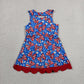 RTS NO MOQ Yoga GSD3925 Baby Girls Flag Bows Stars 4th of July Yoga Active Short Scallop Knee Length Dress