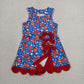 RTS NO MOQ Yoga GSD3925 Baby Girls Flag Bows Stars 4th of July Yoga Active Short Scallop Knee Length Dress