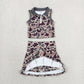 RTS NO MOQ Yoga GSD3969 Baby Girls Brown Camo Zip Vest Pleated Skirt Short Yoga Active Clothes Set
