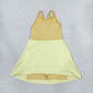 NEW RTS NO MOQ yoga fabric GSD3982 Baby Girls Yellow Strap Yoga Active Patchwork Knee Length Dress