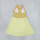 NEW RTS NO MOQ yoga fabric GSD3982 Baby Girls Yellow Strap Yoga Active Patchwork Knee Length Dress