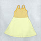 NEW RTS NO MOQ yoga fabric GSD3982 Baby Girls Yellow Strap Yoga Active Patchwork Knee Length Dress