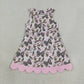 NEW RTS NO MOQ yoga fabric GSD4009 Baby Girls Camo Duck Bow Scallop Trim Knee Length Yoga Dress