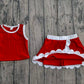 4.1 GSD4027 Baby Girls Sleeveless Dark Red Vest Scallop Skirt Short Yoga Active Clothes Set
