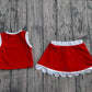 4.1 GSD4027 Baby Girls Sleeveless Dark Red Vest Scallop Skirt Short Yoga Active Clothes Set