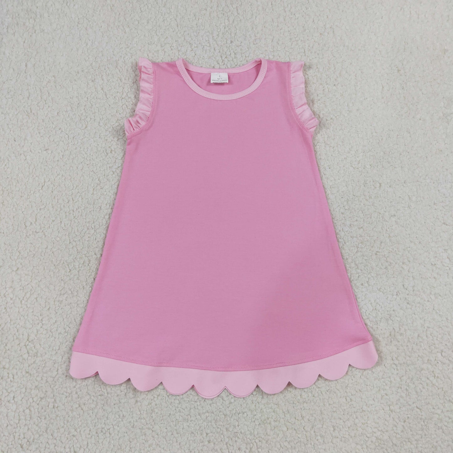 NEW RTS NO MOQ cotton GSD4043 Baby Girls Cute Sleeveless Scallop Knee Length Dresses