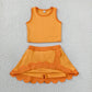 Baby Girls Orange Vest Scallop Skirt Short Yoga Active Clothes Set