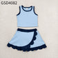 Baby Girls Blue Navy Vest Scallop Skirt Short Yoga Active Clothes Set