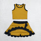 GSD4099 Baby Girls Gold Black Vest Scallop Skirt Short Yoga Active Clothes Set