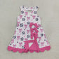 NEW RTS NO MOQ yoga fabric cotton GSD4100 Baby Girls Footballs Bows Team Yoga Active Short Scallop Knee Length Dress