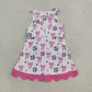 NEW RTS NO MOQ yoga fabric cotton GSD4100 Baby Girls Footballs Bows Team Yoga Active Short Scallop Knee Length Dress