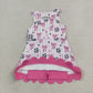 NEW RTS NO MOQ yoga fabric cotton GSD4100 Baby Girls Footballs Bows Team Yoga Active Short Scallop Knee Length Dress