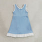 RTS NO MOQ Yoga GSD4124 Baby Girls Sleeveless Light Blue White Yoga Active Short Knee Length Dress
