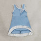 RTS NO MOQ Yoga GSD4124 Baby Girls Sleeveless Light Blue White Yoga Active Short Knee Length Dress
