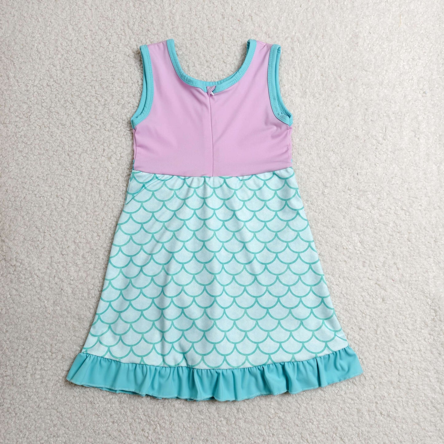 RTS NO MOQ Yoga GSD4125 Baby Girls Sleeveless Mermaid Yoga Active Short Knee Length Dress
