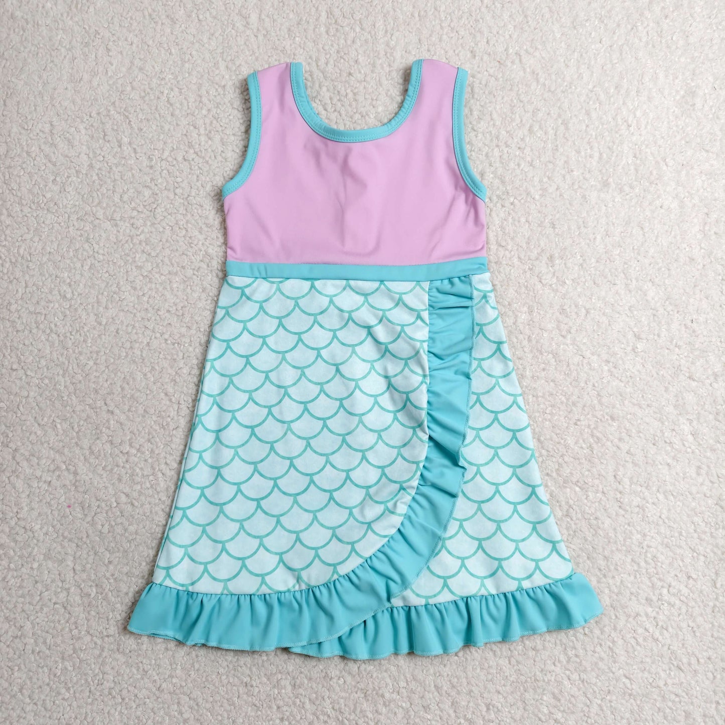 RTS NO MOQ Yoga GSD4125 Baby Girls Sleeveless Mermaid Yoga Active Short Knee Length Dress
