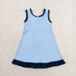 RTS NO MOQ Yoga GSD4126 Baby Girls Blue Navy Sleeveless Yoga Active Short Knee Length Dress