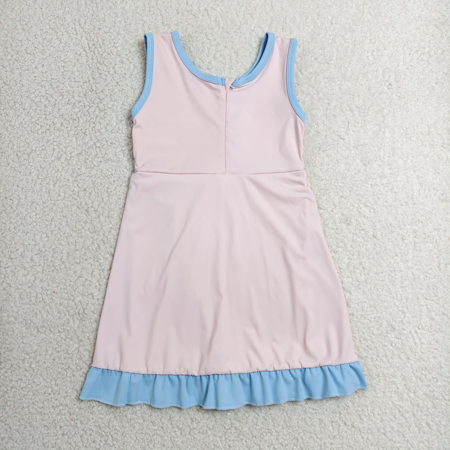 RTS NO MOQ Yoga GSD4129 Baby Girls Light Pink Blue Sleeveless Yoga Active Short Knee Length Dress