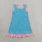 RTS NO MOQ Yoga GSD4130 Baby Girls Sleeveless Lake Blue Pink Yoga Active Short Knee Length Dress