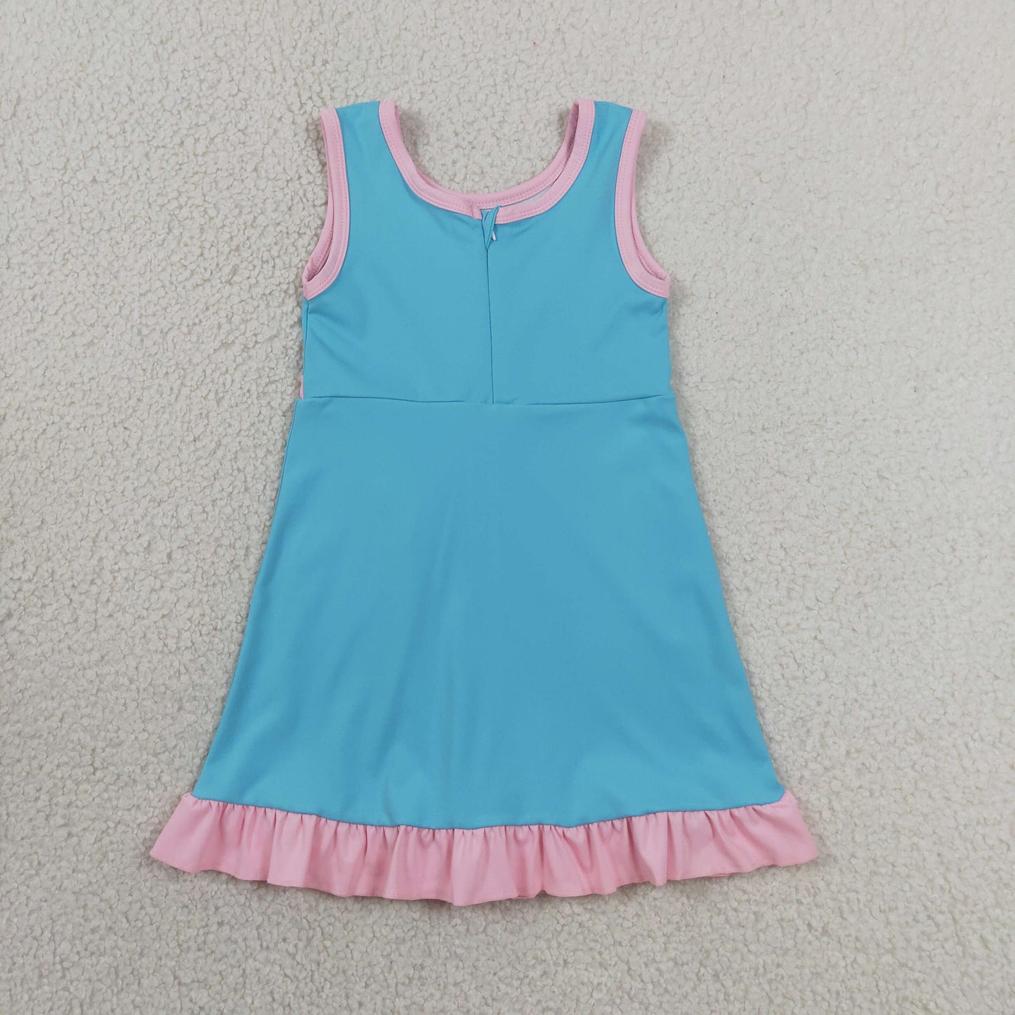 RTS NO MOQ Yoga GSD4130 Baby Girls Sleeveless Lake Blue Pink Yoga Active Short Knee Length Dress