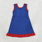 NEW RTS NO MOQ yoga fabric cotton GSD4133 Baby Girls Hot Blue Red Sleeveless Yoga Active Short Knee Length Dress