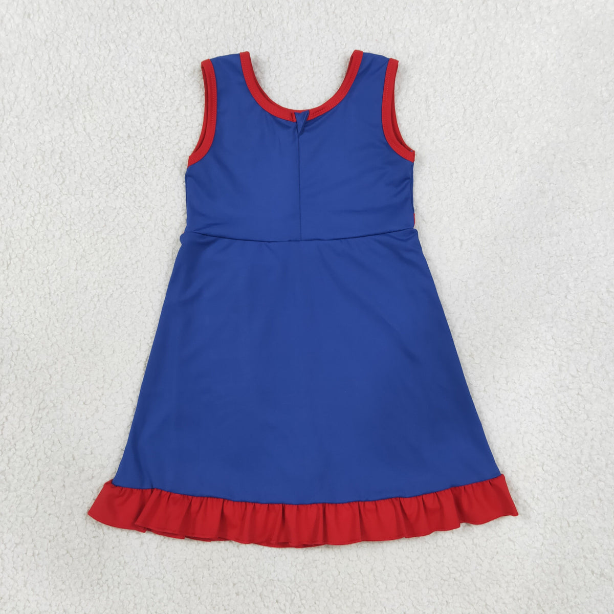 NEW RTS NO MOQ yoga fabric cotton GSD4133 Baby Girls Hot Blue Red Sleeveless Yoga Active Short Knee Length Dress