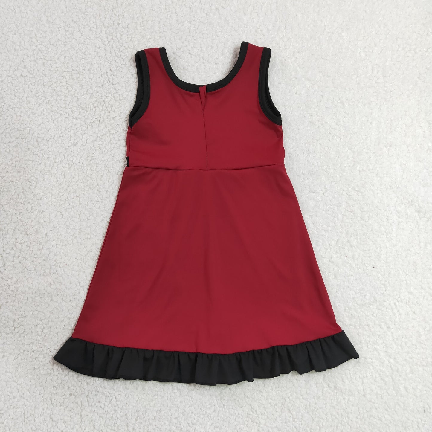 RTS NO MOQ yoga GSD4135 Baby Girls Sleeveless Maroon Black Yoga Active Short Knee Length Dress