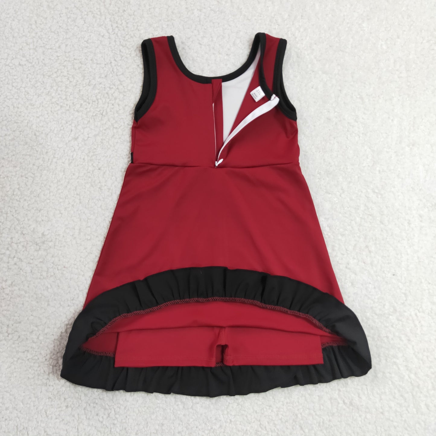 RTS NO MOQ yoga GSD4135 Baby Girls Sleeveless Maroon Black Yoga Active Short Knee Length Dress