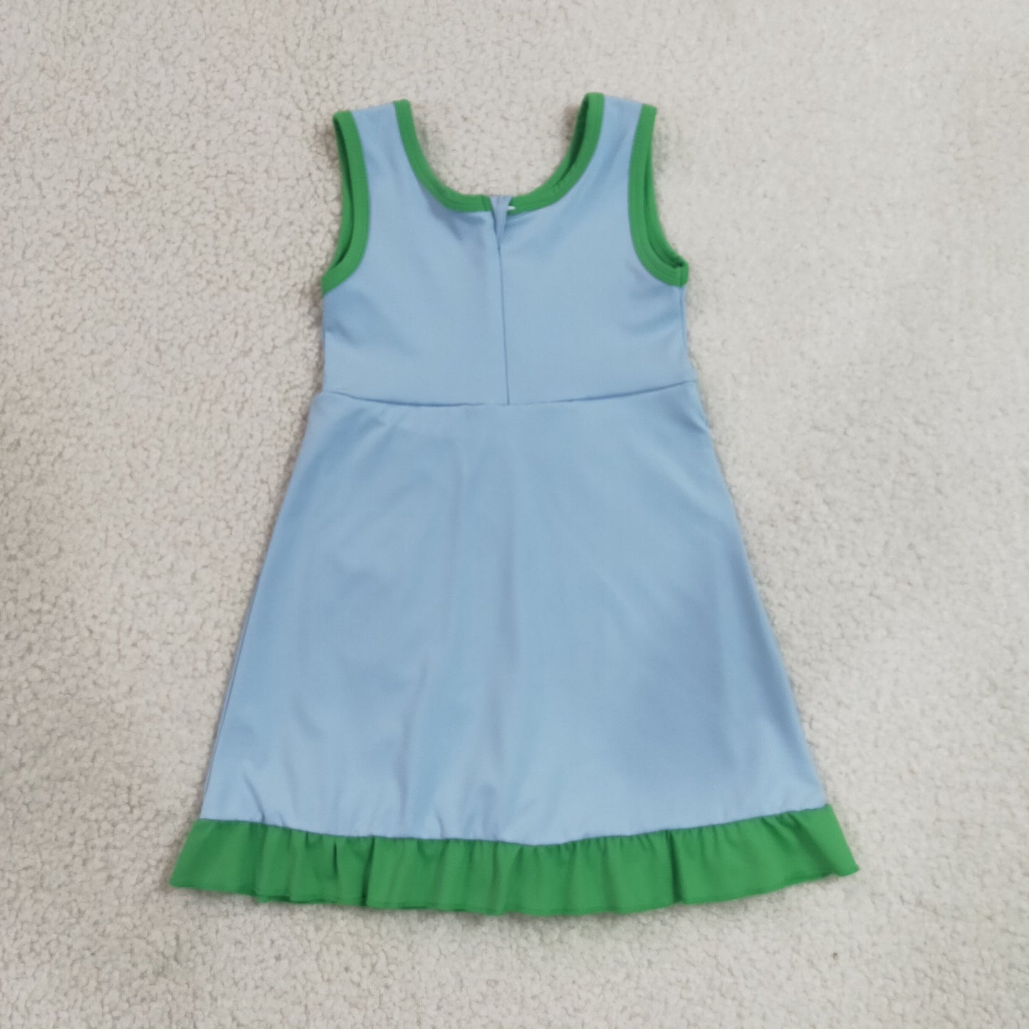 RTS NO MOQ Yoga GSD4136 Baby Girls Sleeveless Green Blue Yoga Active Short Knee Length Dress