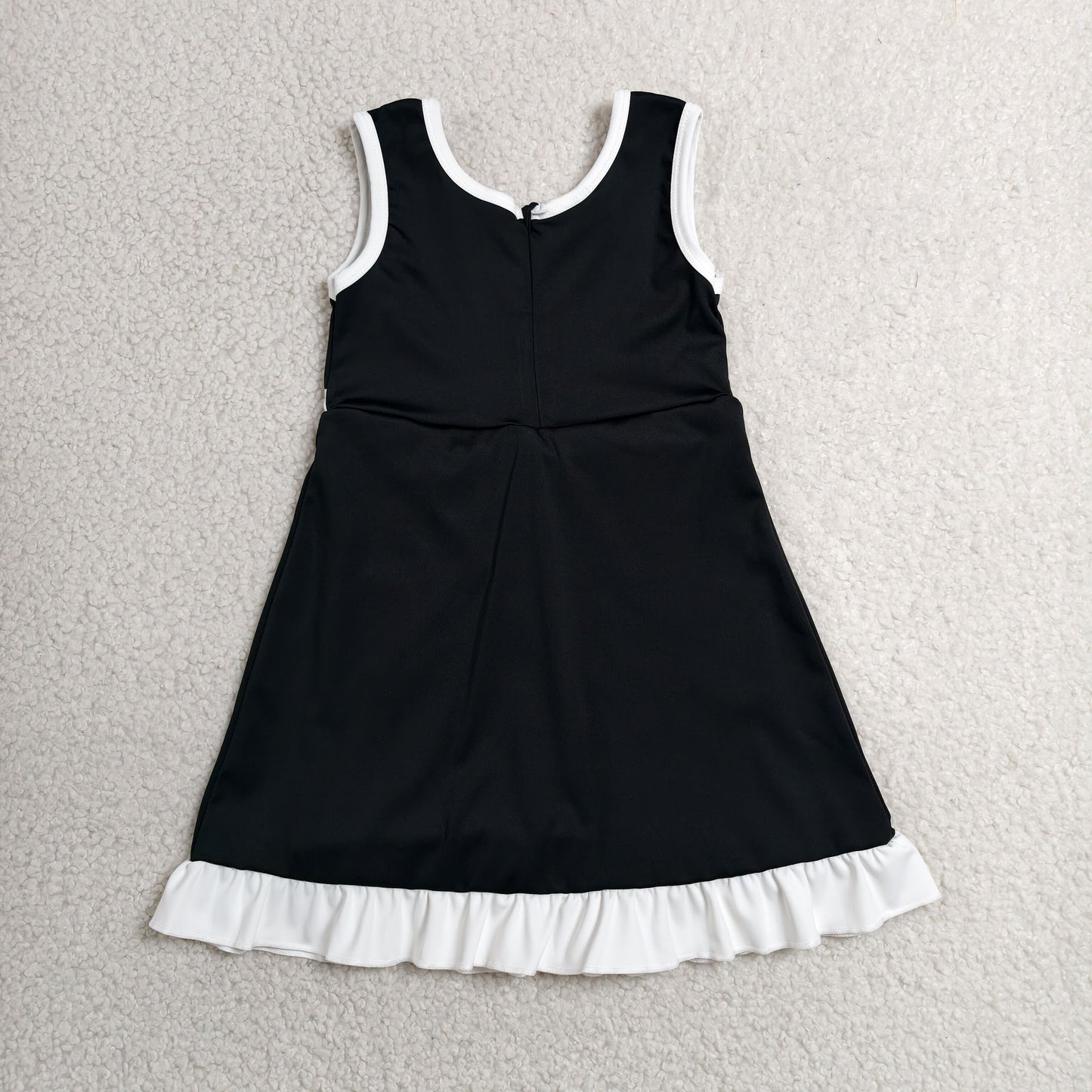 RTS NO MOQ Yoga GSD4140 Baby Girls Black White Sleeveless Yoga Active Short Knee Length Dress
